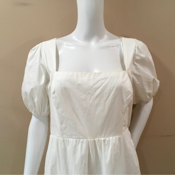 ASTR The Label Women Size L Puff Short Sleeve White  Tiered Midi Dress New - Picture 3 of 7